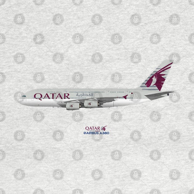 Illustration of Qatar Airways Airbus A380 by SteveHClark